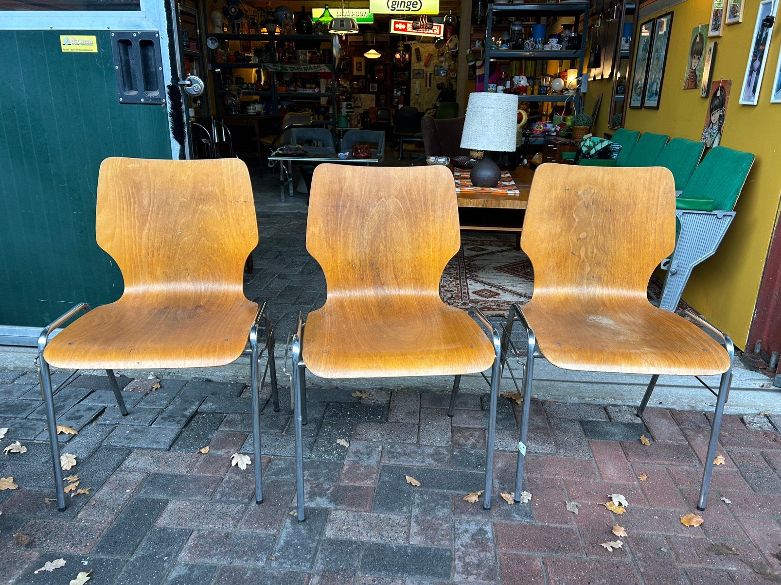 3 vintage jaren 60/70 Casala houten stoelen, Ophalen, Gebruikt, Drie, Vintage