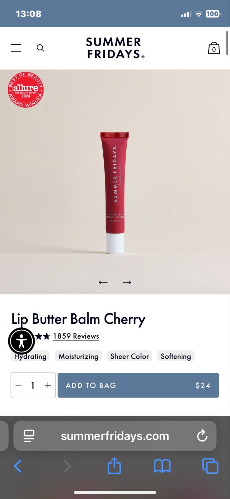 Summer Fridays Lip Butter Balm - Cherry, Lippen, Nieuw, Ophalen of Verzenden, Make-up