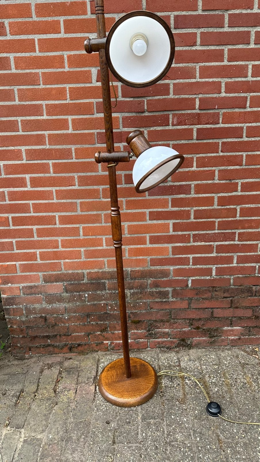 Vintage Houten Vloerlamp Jaren 70 Verstelbare Eyeball Spots, Huis en Inrichting, Ophalen, Ook niet, E27 (groot), Zo goed als nieuw