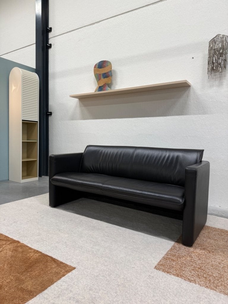 Leolux Fiabo Bank 2,5 Zits zwart leer Design 168, Leolux, Info@leolux.nl, 150 tot 200 cm, Tweepersoons