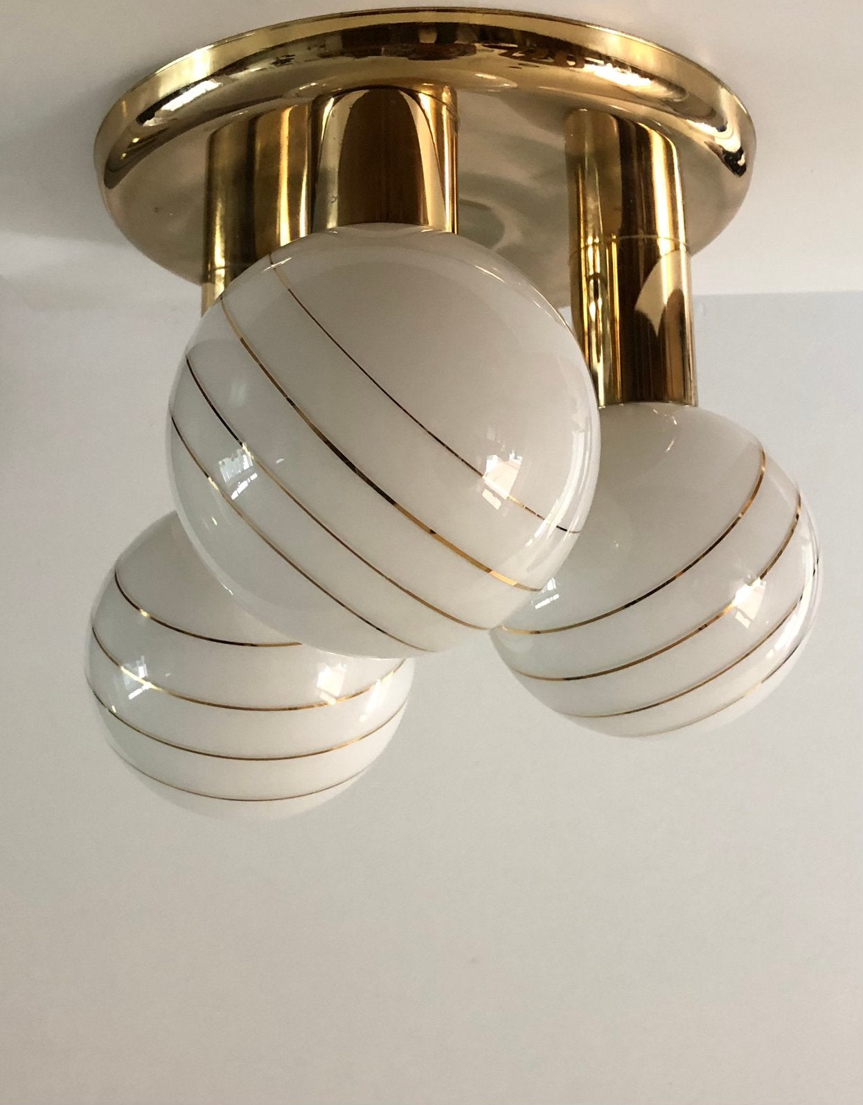 Massive Plafondlamp | Hollywood Regency Space Age | jaren 70, Ophalen of Verzenden, Zo goed als nieuw, Glas