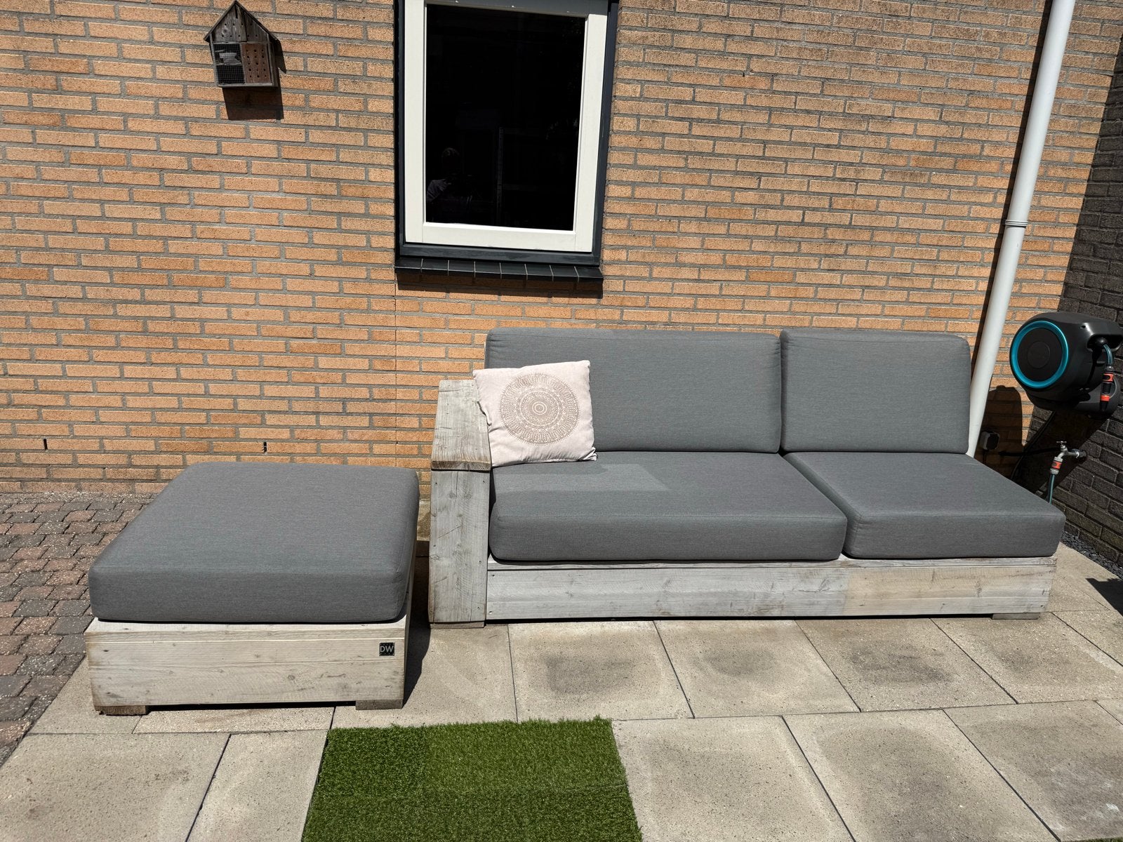 Dutchwood steigerhouten loungebank met hocker, Ophalen, Gebruikt, Hout