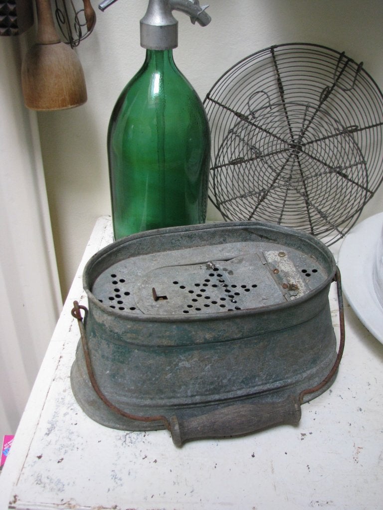 Oude zinken aas emmer / aasketel aasemmer vis emmer ketel, Ophalen of Verzenden