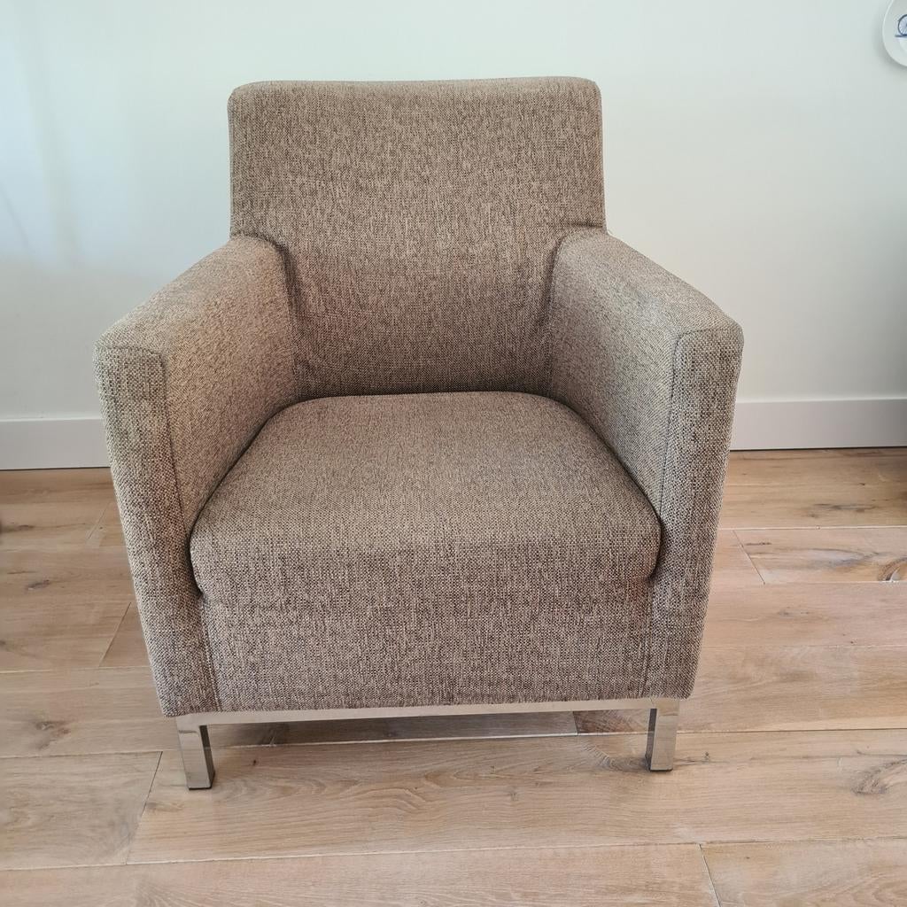 Topform fauteuil RVS onderstel IZGST, Huis en Inrichting, Fauteuils, Gebruikt, Metaal, Stof, 50 tot 75 cm, Minder dan 75 cm, Ophalen