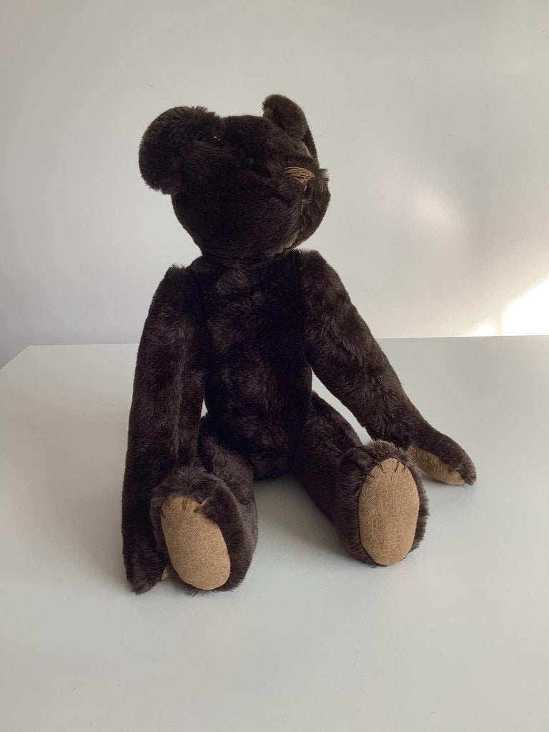 grote donkerbruine vintage teddy, Ophalen of Verzenden, Zo goed als nieuw, Stoffen beer, Overige merken