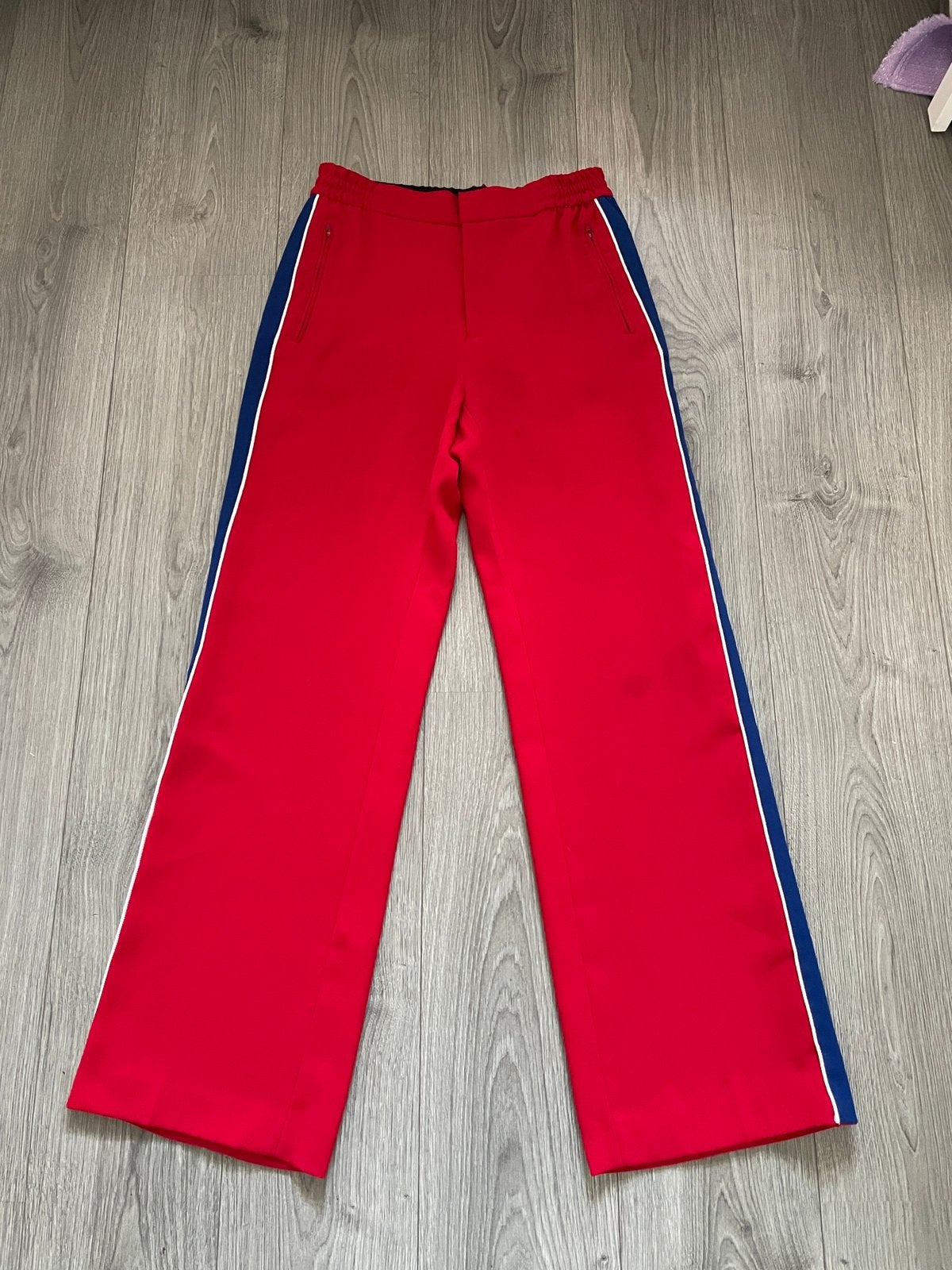 zara rood blauwe straight leg pantalon broek maat L, Maat 38/40 (M), Ophalen of Verzenden, Zo goed als nieuw, Lang