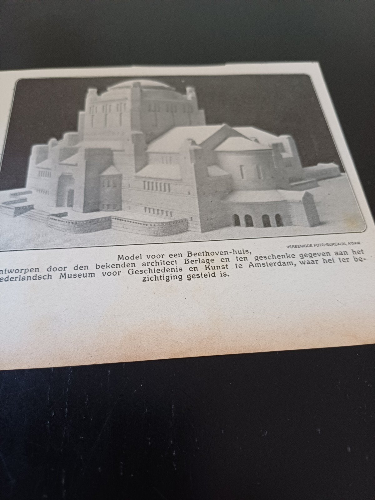 knipsel model Beethoven huis Berlage 1915, Verzamelen, Ophalen of Verzenden, Voor 1920, Knipsel(s)