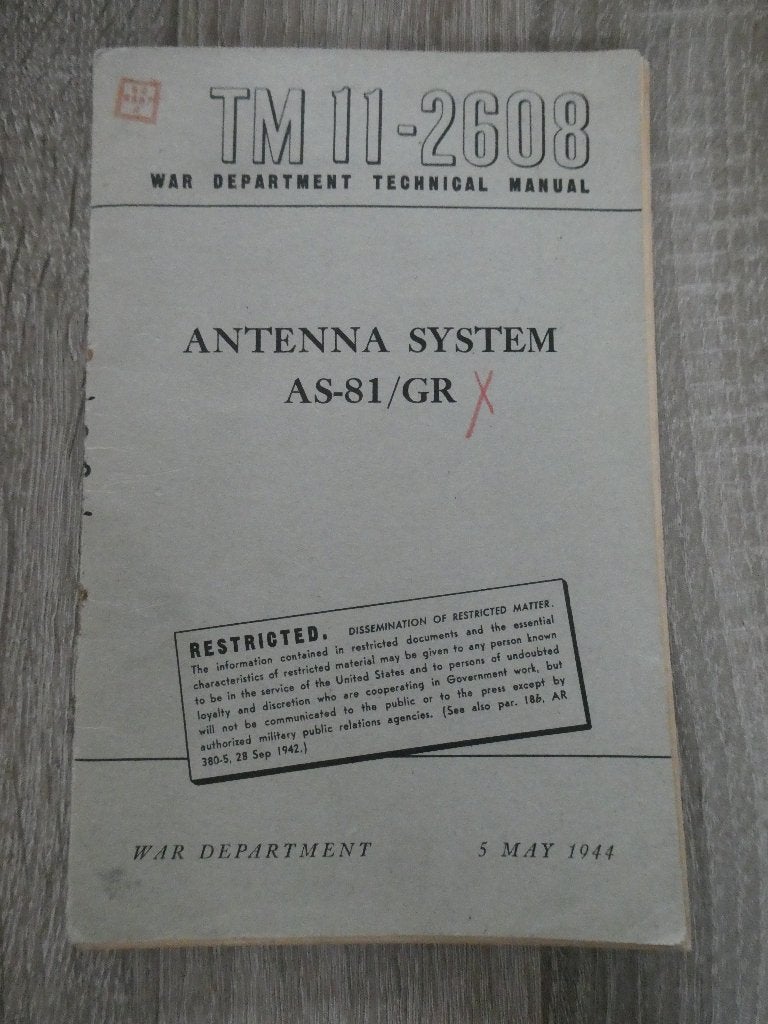 Voorschrift Antenna System AS-81/GR, 1944., Ophalen of Verzenden, Landmacht, Boek of Tijdschrift