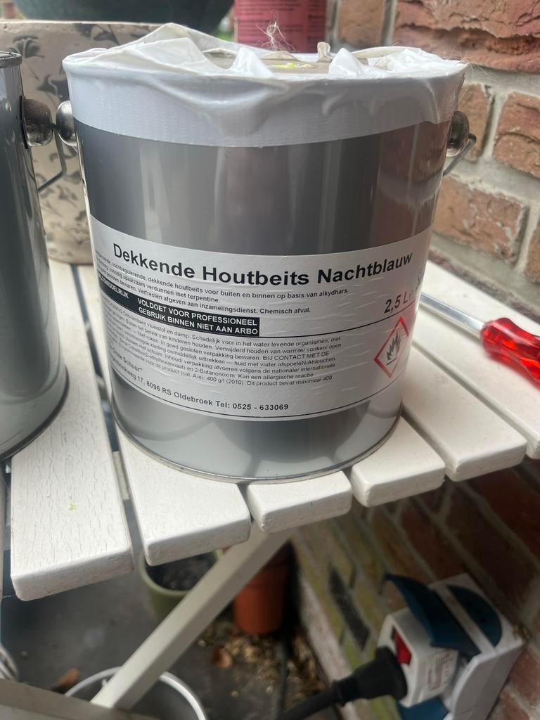Wijzonol Dekkende Houtbeits Nachtblauw 2.5L + 3/4 vol, Blauw, Beits, Ophalen of Verzenden, Zo goed als nieuw