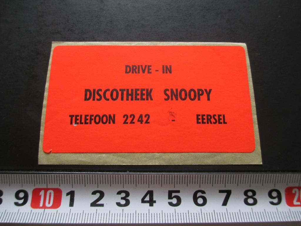 sticker eersel drive-in DISCOTHEEK SNOOPY, Verzamelen, Ophalen, Zo goed als nieuw