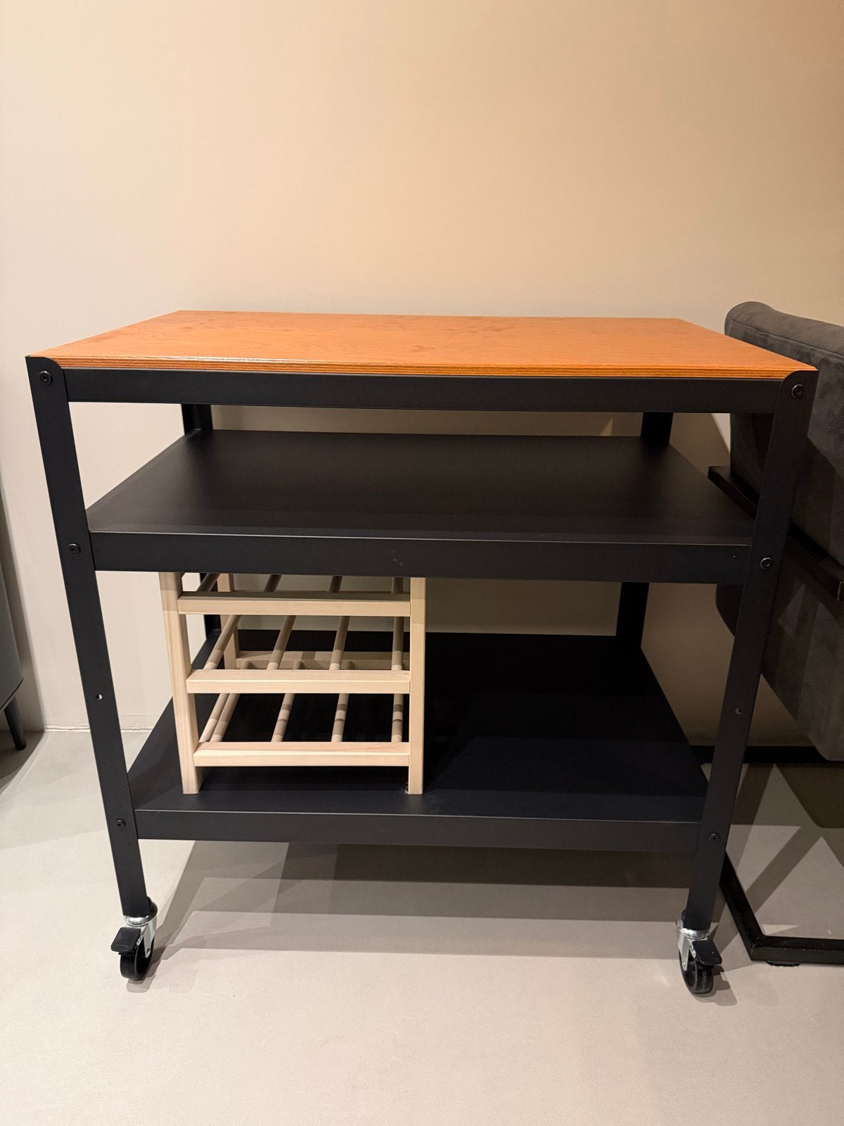 MOET SNEL WEG - IKEA Bror werktafel met wijnrekje, Ophalen, 50 tot 100 cm, Zo goed als nieuw, Rechthoekig