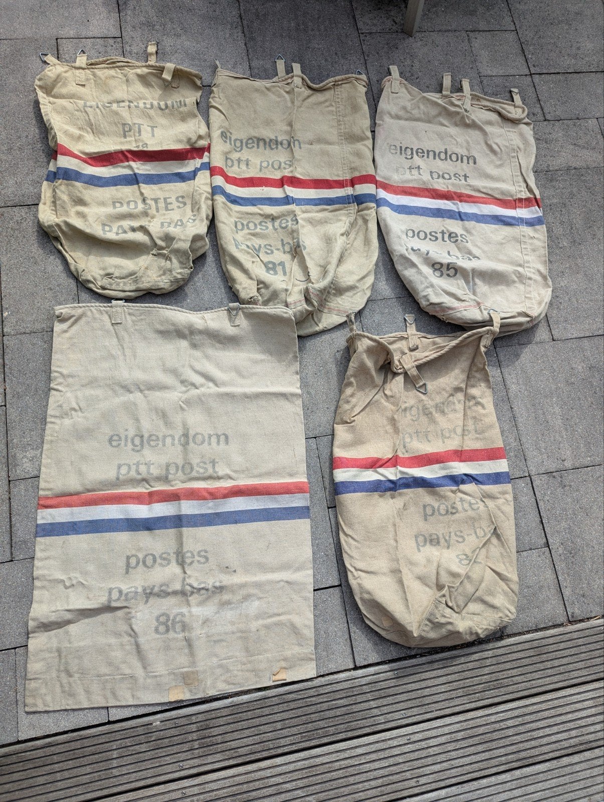 5 originele post zakken van PTT post, Gebruikt, Beige, Ophalen of Verzenden, 30 tot 120 cm