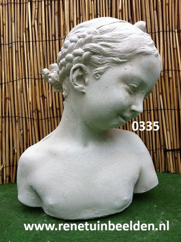 Meisje Kind borstbeeld. nr 0335, Tuin en Terras, Ophalen, Nieuw, Beton, Mensenbeeld