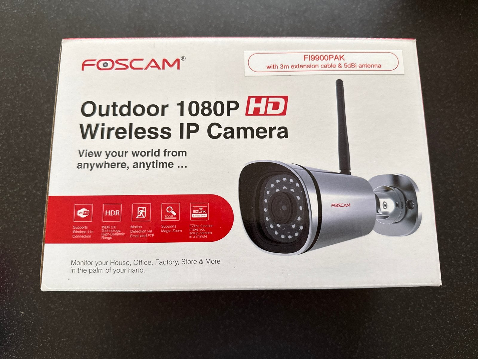 Foscam Outdoor 1080P HD Draadloze IP Camera + Junction Box, Audio, Tv en Foto, Videobewaking, Ophalen of Verzenden, Zo goed als nieuw