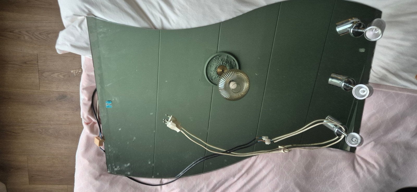 Vintage badkamerspiegel met verlichting, Ophalen, Rechthoekig, Minder dan 50 cm, Minder dan 100 cm