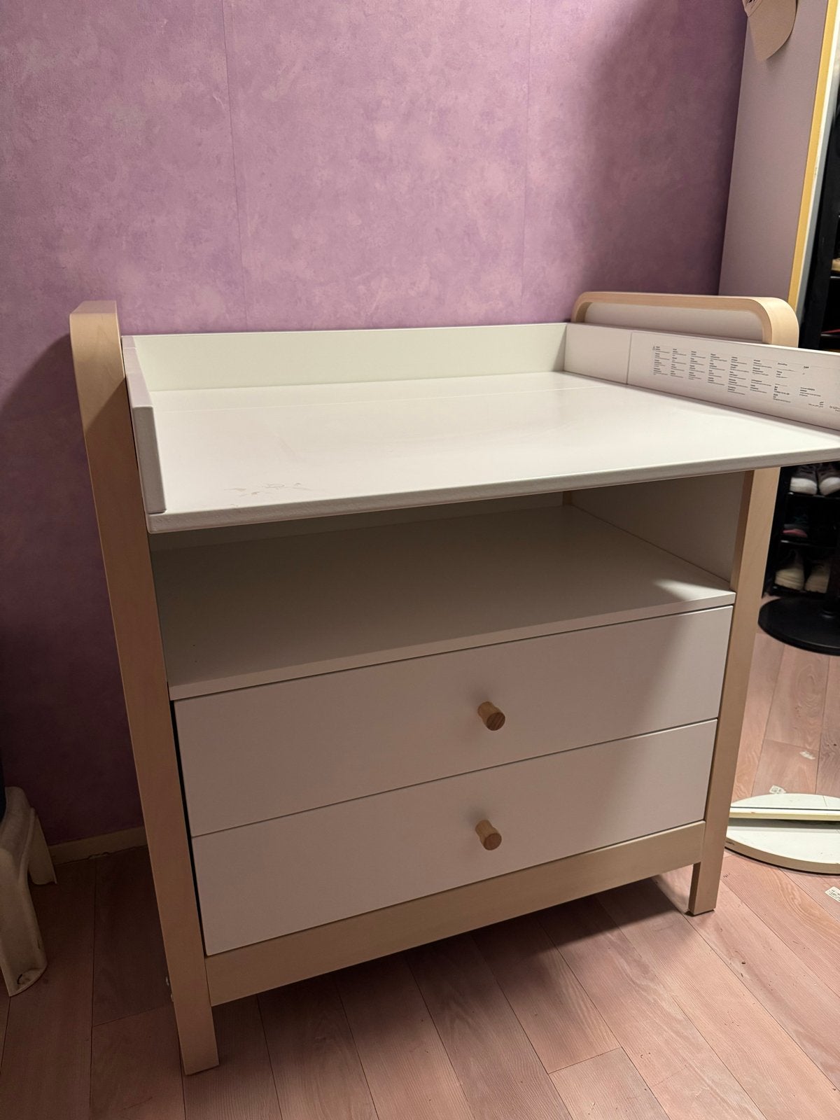 ÄLSKVÄRD Commode/ladekast, berken/wit, 94x77x106 cm, Ophalen, 70 cm of meer, 105 cm of meer, Zo goed als nieuw