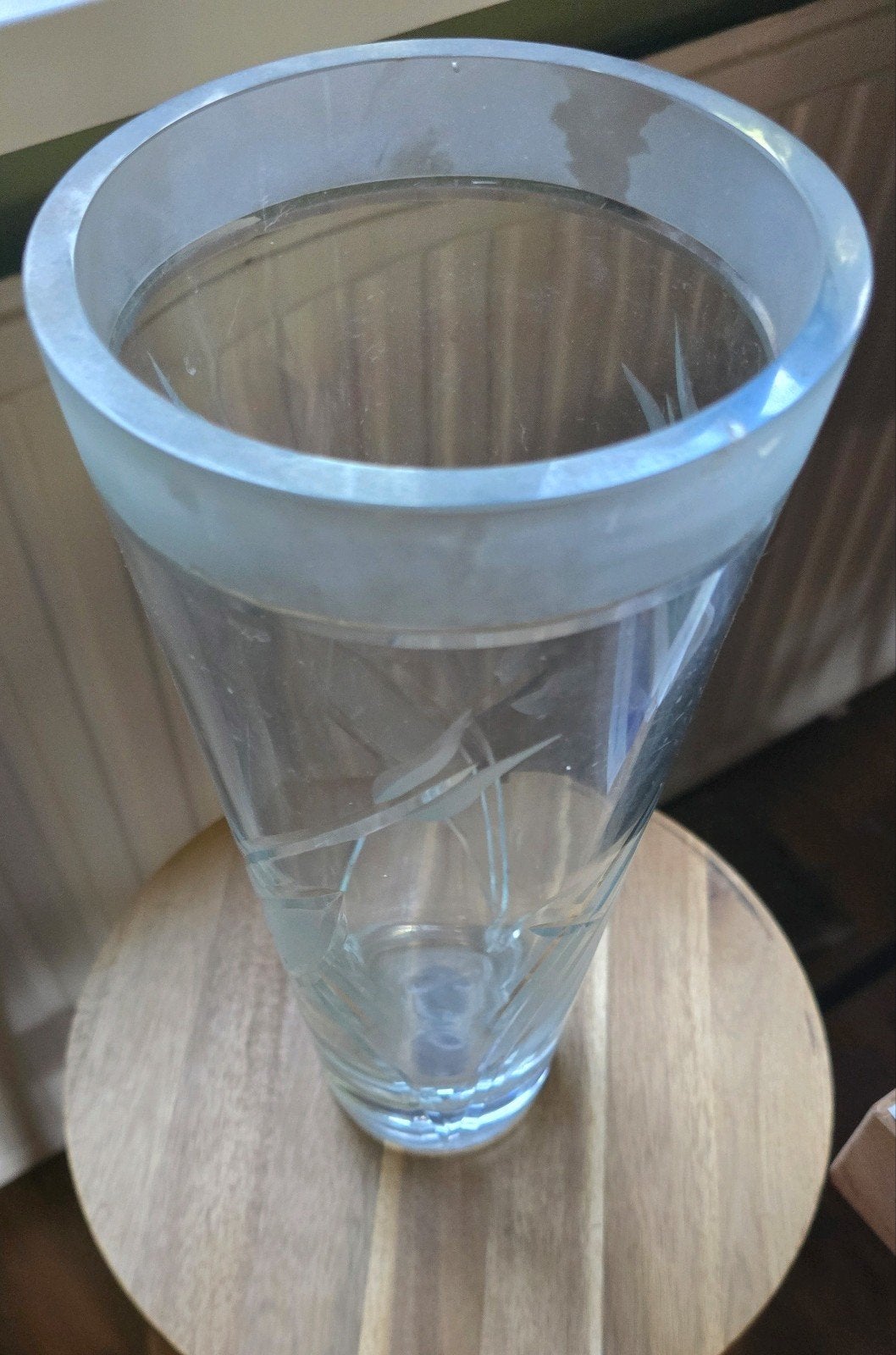 Geslepen kristallen vaas met tulpenmotief - 20 cm, Ophalen of Verzenden