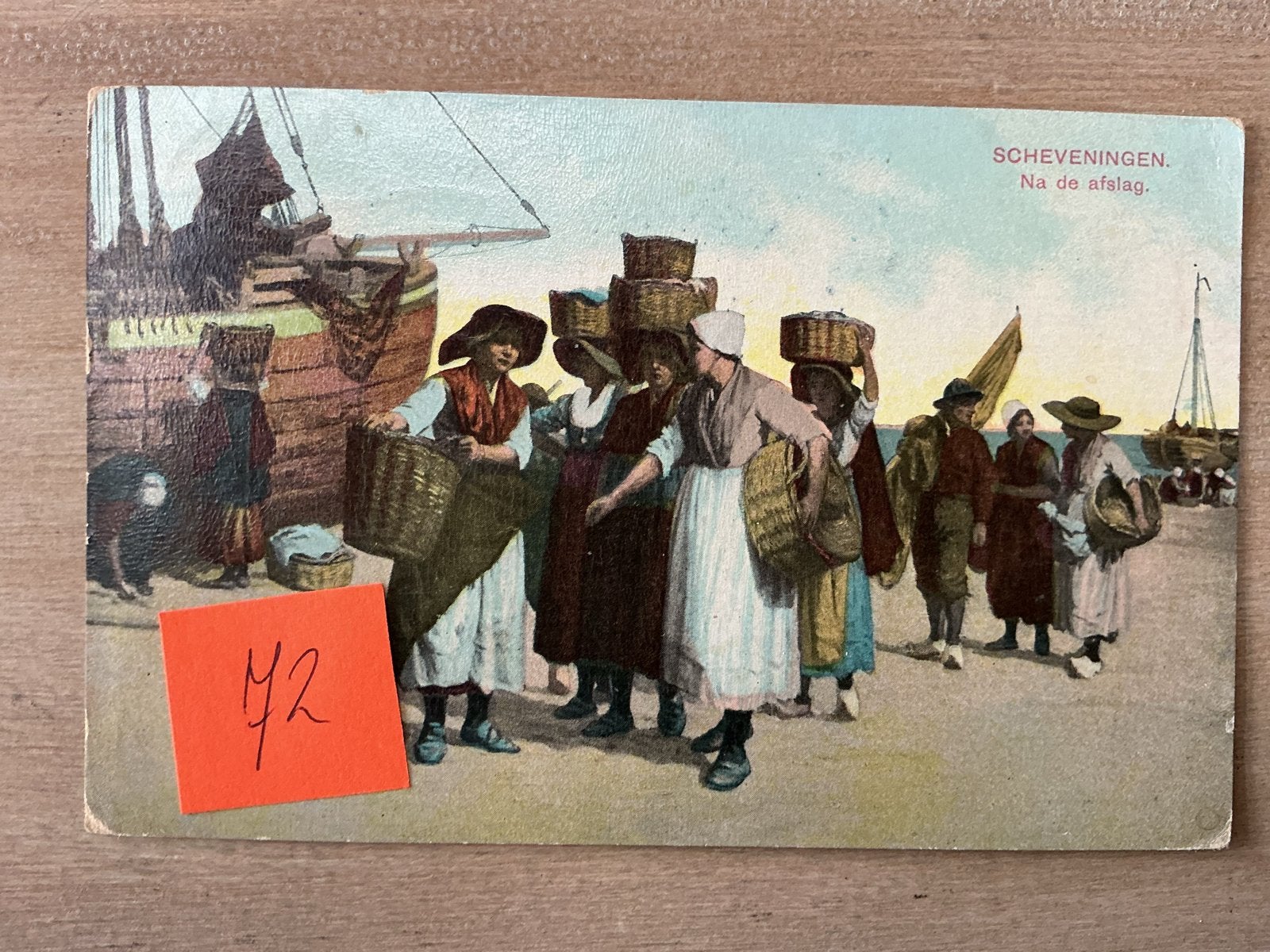 Oude ansichtkaart Scheveningen 'Na de afslag', Ophalen of Verzenden, Voor 1920, Gelopen, Zuid-Holland
