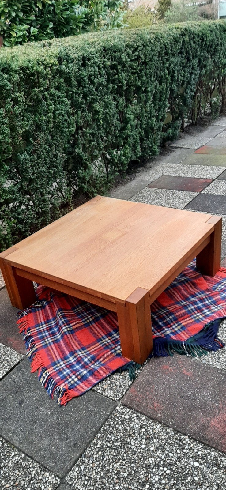 Massief houten salontafel - Vierkant 1x1 meter, Huis en Inrichting, Ophalen, 50 tot 100 cm, Vierkant, 50 tot 100 cm