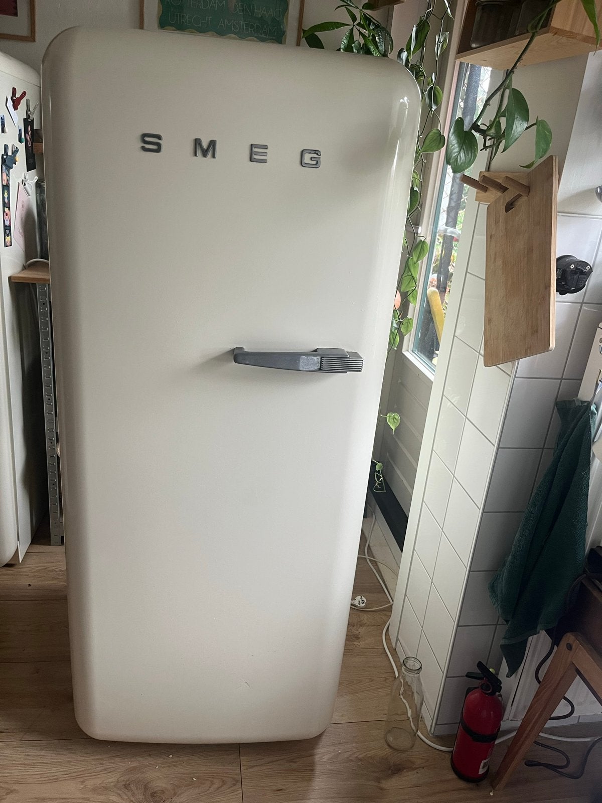 Smeg koelkast crème - functioneel met kleine gebreken, Ophalen, Gebruikt, 200 liter of meer, 160 cm of meer