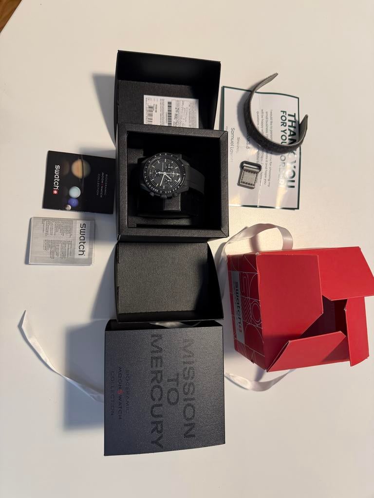 Swatch Moonswatch Mission to Mercury - Nieuw in doos, Kunststof, Polshorloge, Nieuw, Ophalen of Verzenden