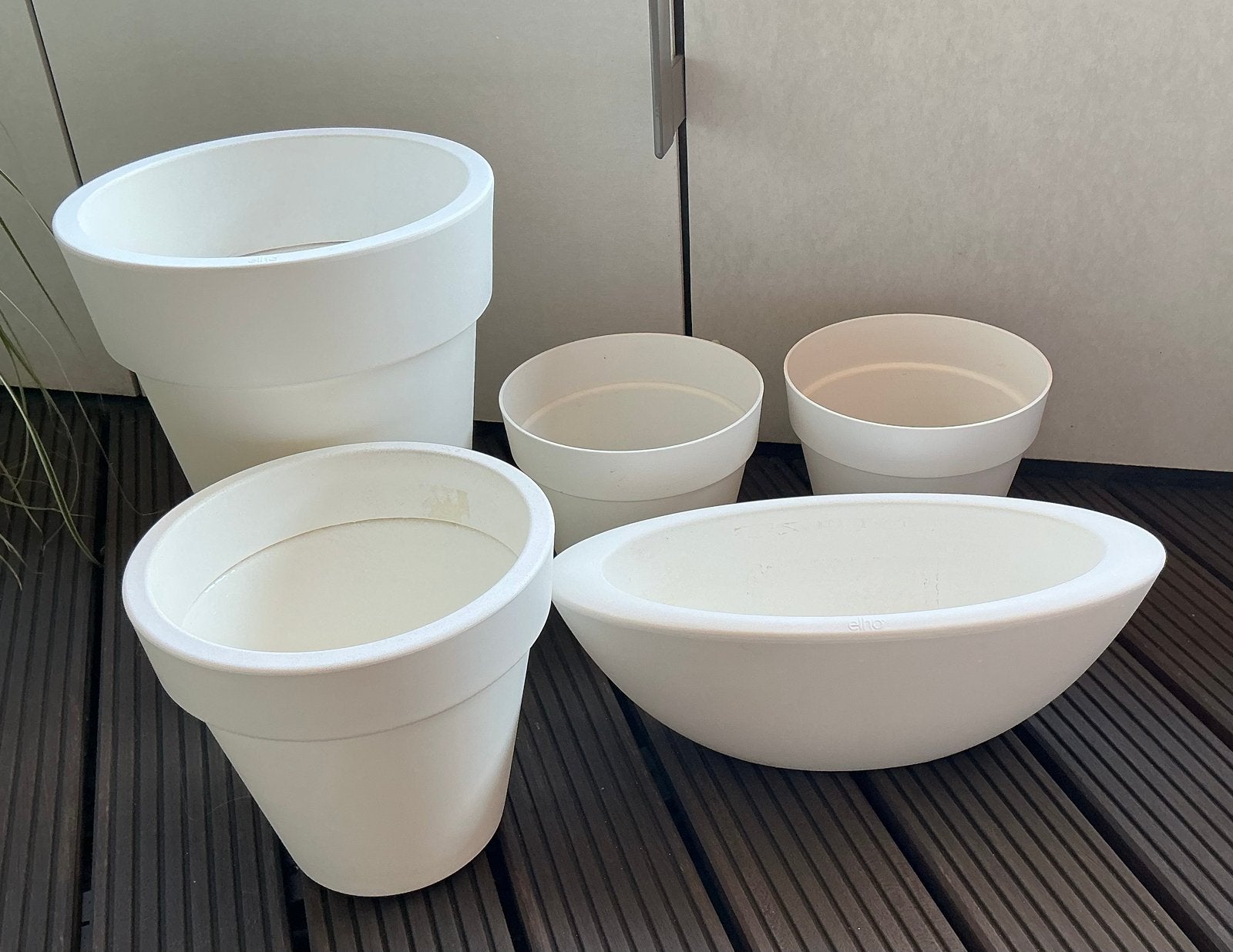 Witte Elho potten eventueel ook los te koop, 25 tot 40 cm, Kunststof, Gebruikt, Balkon