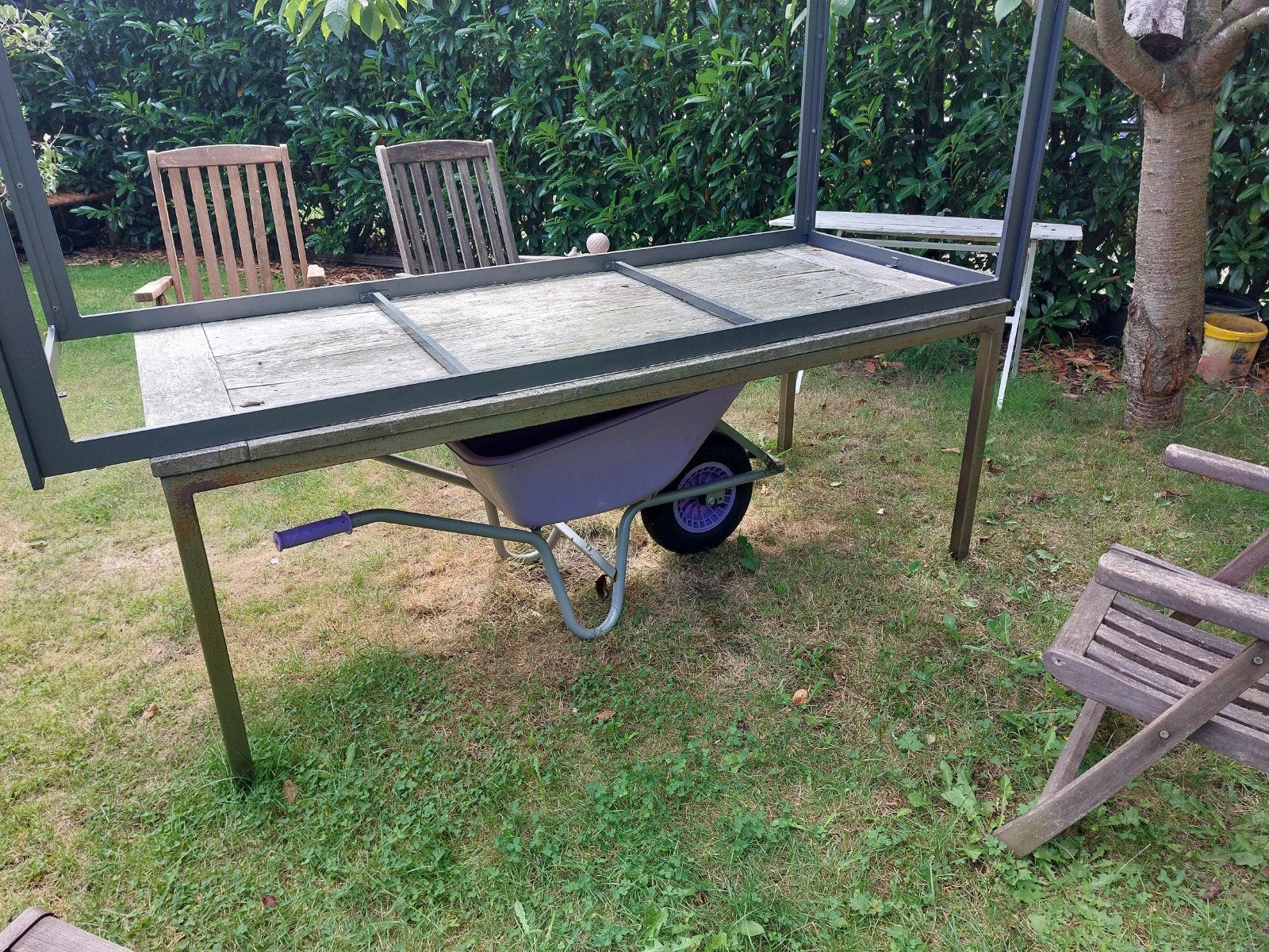 Tuintafel(s) 1 met blad / 1 zonder blad, Tuin en Terras, Ophalen, Gebruikt, Rechthoekig, Overige materialen