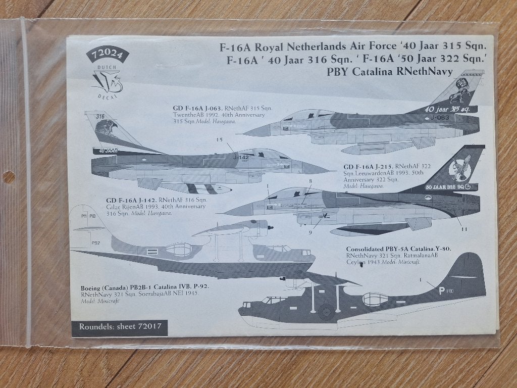 1:72 1/72 Dutch Decal 72024 F-16A Royal Netherlands Air Forc, Hobby en Vrije tijd, Modelbouw | Vliegtuigen en Helikopters, Overige merken