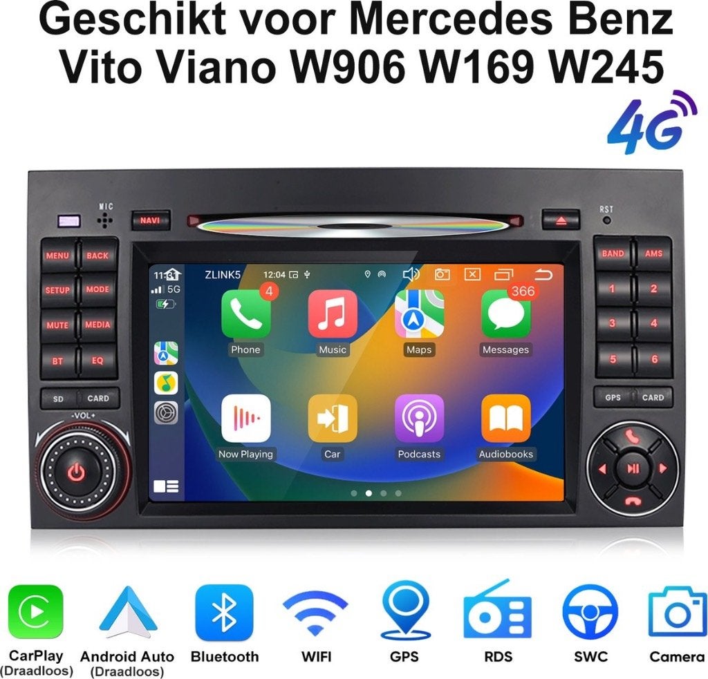 Carplay Radio met CD Speler Sprinter Viano Vito Android 64Gb, Ophalen of Verzenden, Nieuw