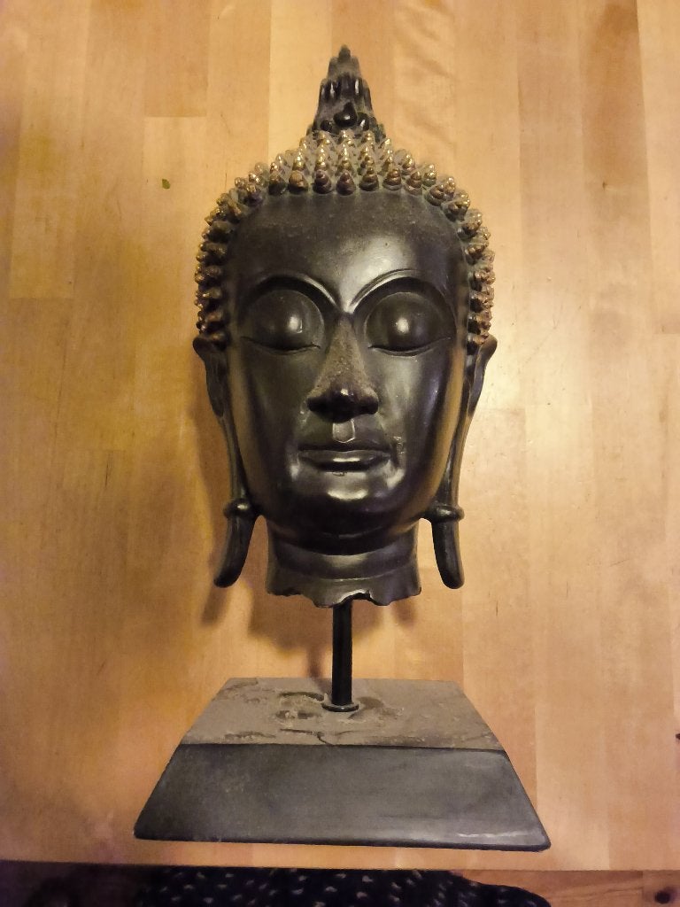 Buddha hoofd, Ophalen of Verzenden, Zo goed als nieuw, Hout, Bruin