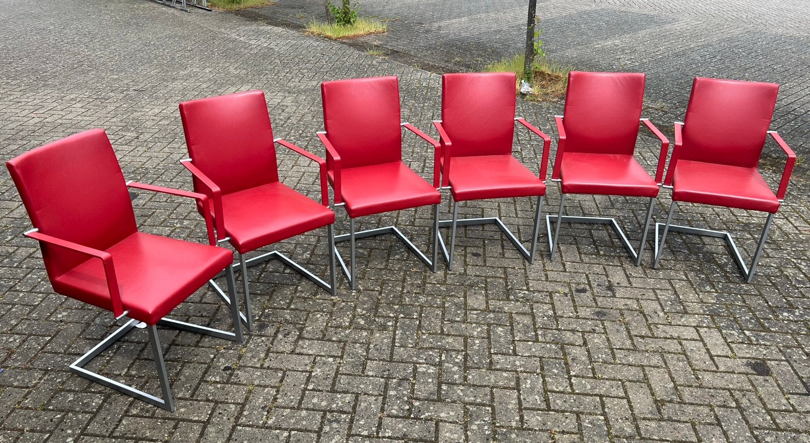 KFF leren Eetkamerstoelen 6 stuks, Ophalen, Leer, Zo goed als nieuw, Vijf, Zes of meer stoelen
