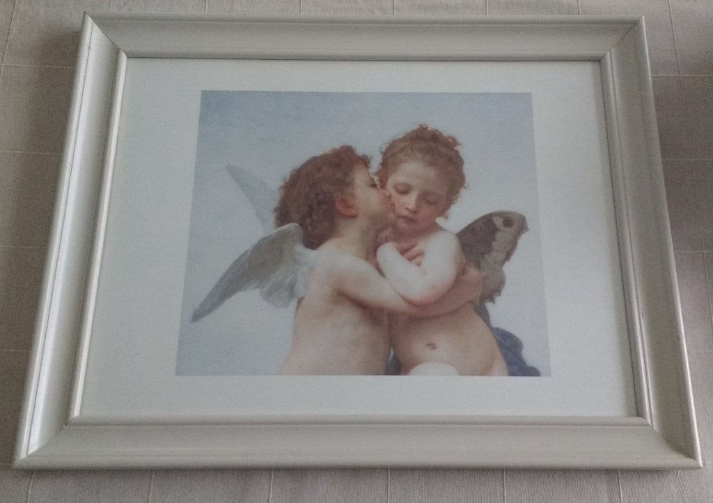 Ingekaderde artprint: Cupido en Psyche als kinderen, Ophalen, Minder dan 50 cm, 5 – 50, Print