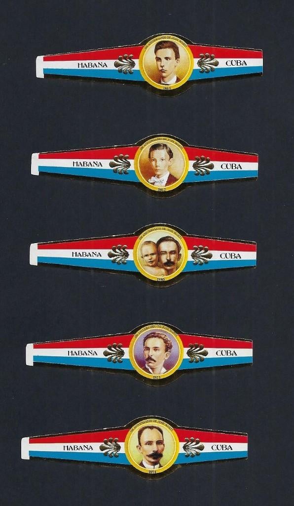 MARCA S/M., 150 ANIVER. JOSE MARTI, SERIE CUBANA COMPLETA, Verzenden, Nieuw, Sigarenbandjes