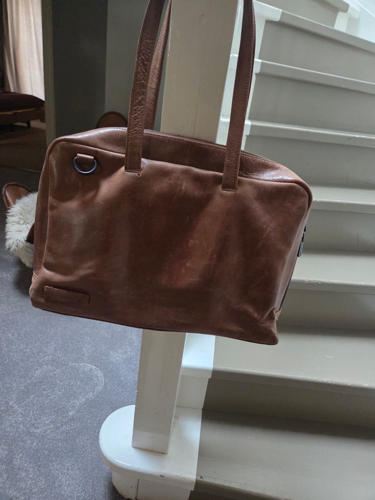 Plevier leren laptoptas 15,6 inch - Zo goed als nieuw, Ophalen of Verzenden, Zo goed als nieuw, Bruin, Overige typen