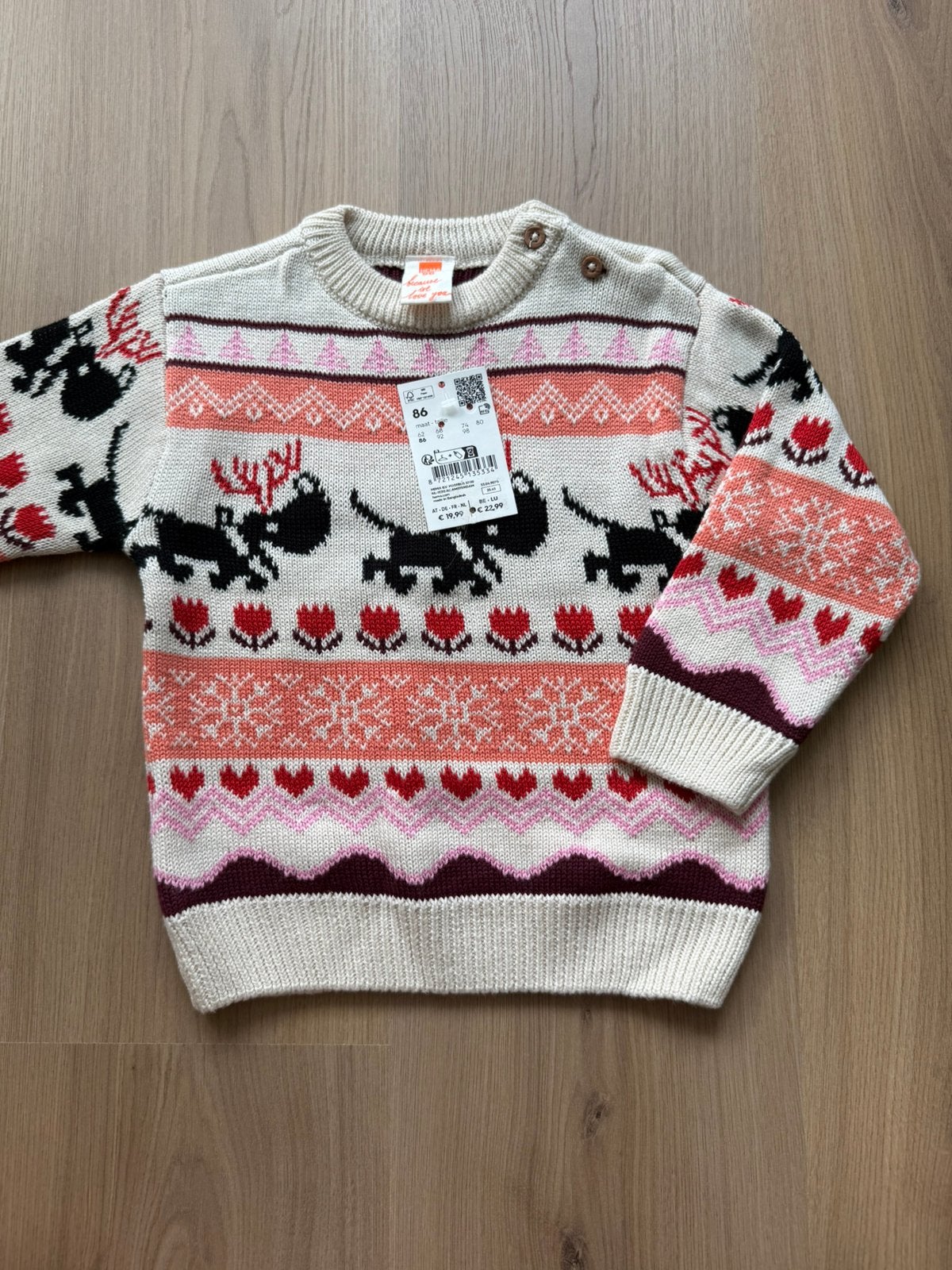 Hema Takkie trui kersttrui kerst maat 86 nieuw rendier, Nieuw, Ophalen of Verzenden, Hema, Truitje of Vestje