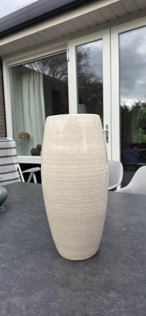 Mooie vaas 40x21cm Beige krakelee effect, Huis en Inrichting, Ophalen, Gebruikt, Beige, 40 cm