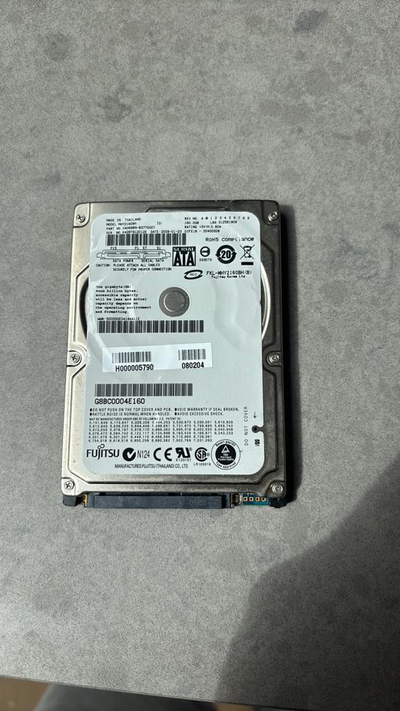 Fujitsu harde schaijv, Intern, SATA, 160GB, Refurbished