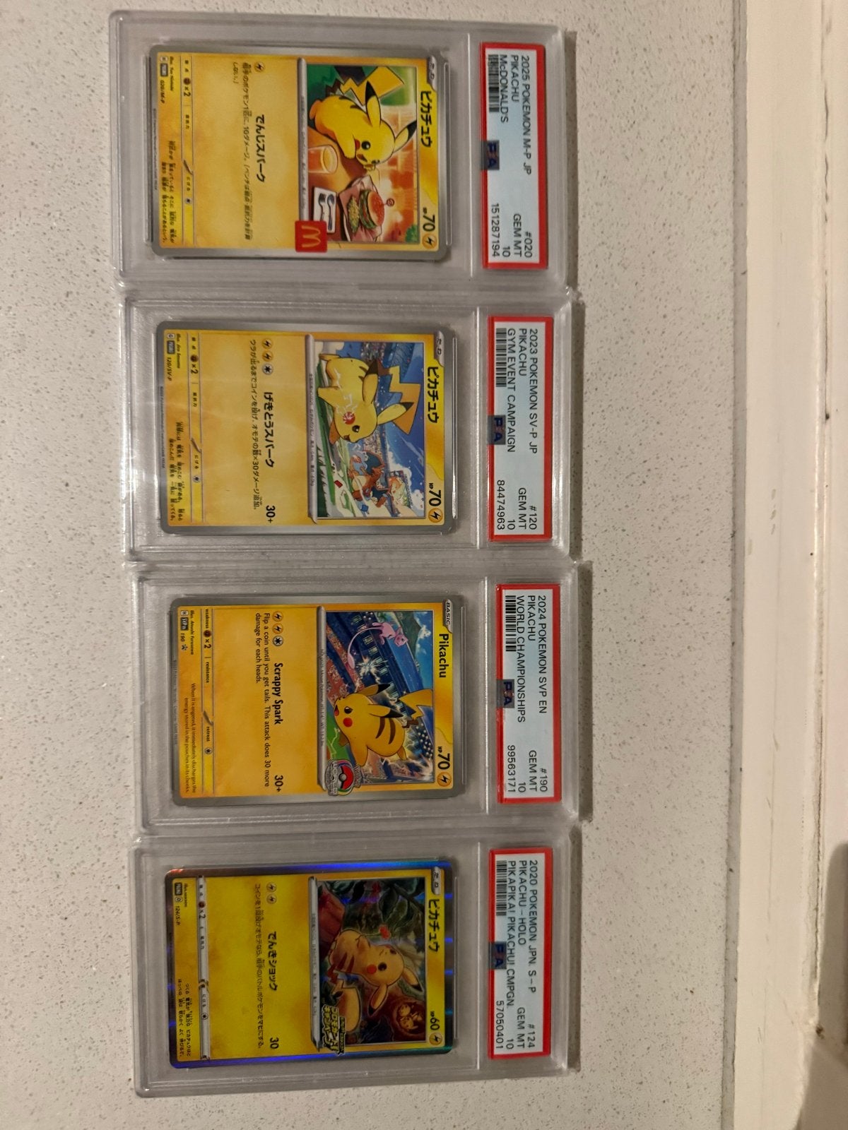 PSA 10 Pikachu Kaarten - McDonald's, Championships, Promo, Hobby en Vrije tijd, Ophalen of Verzenden, Zo goed als nieuw, Meerdere kaarten