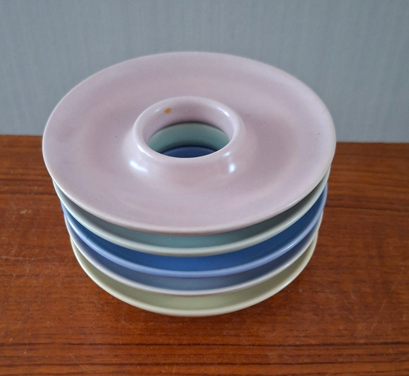 Vintage jaren 50 potterie Huizen pastel kleuren eierdopjes, Ophalen of Verzenden