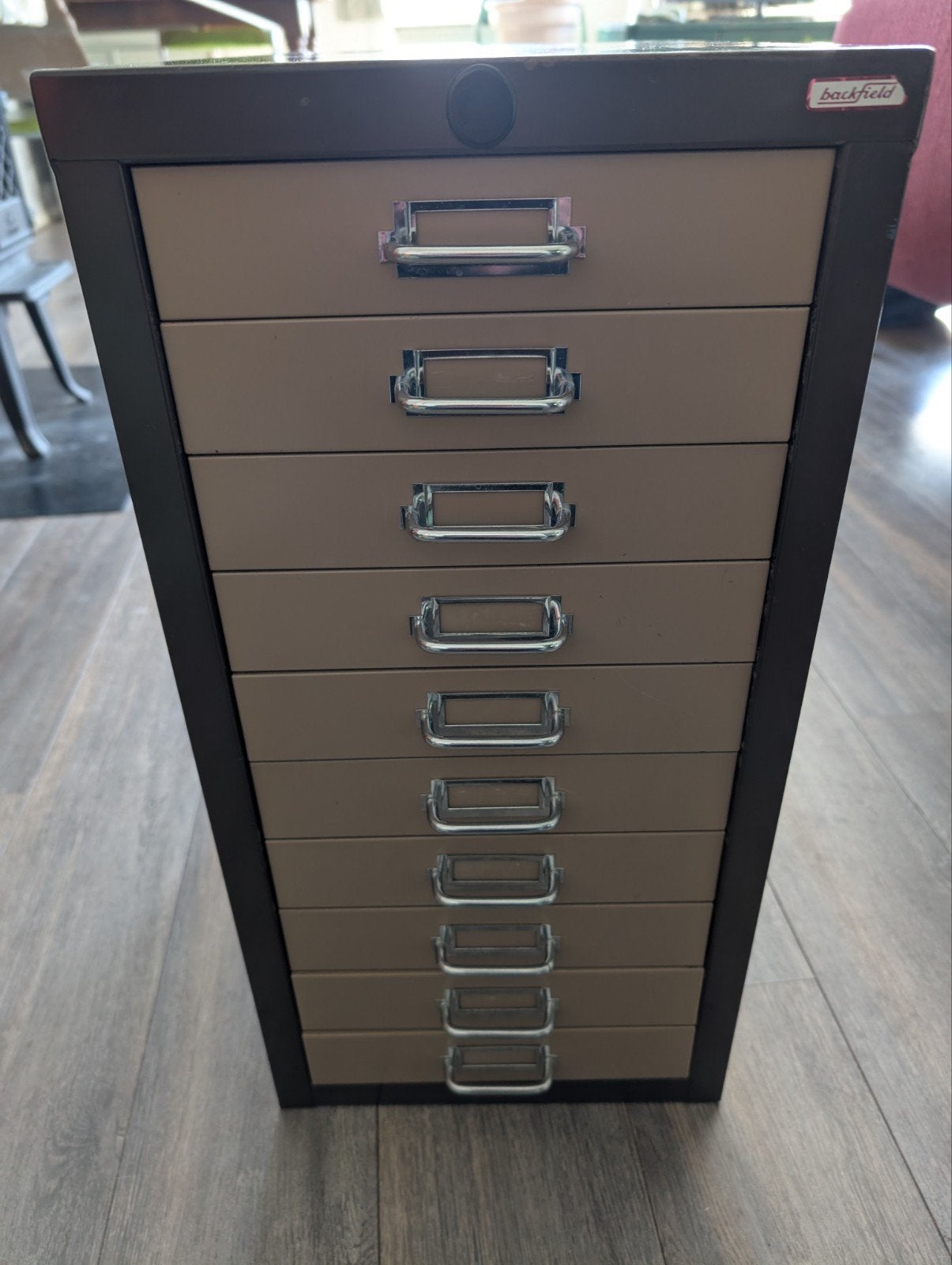 Vintage Backfield archiefkast met 10 Laden, Ophalen