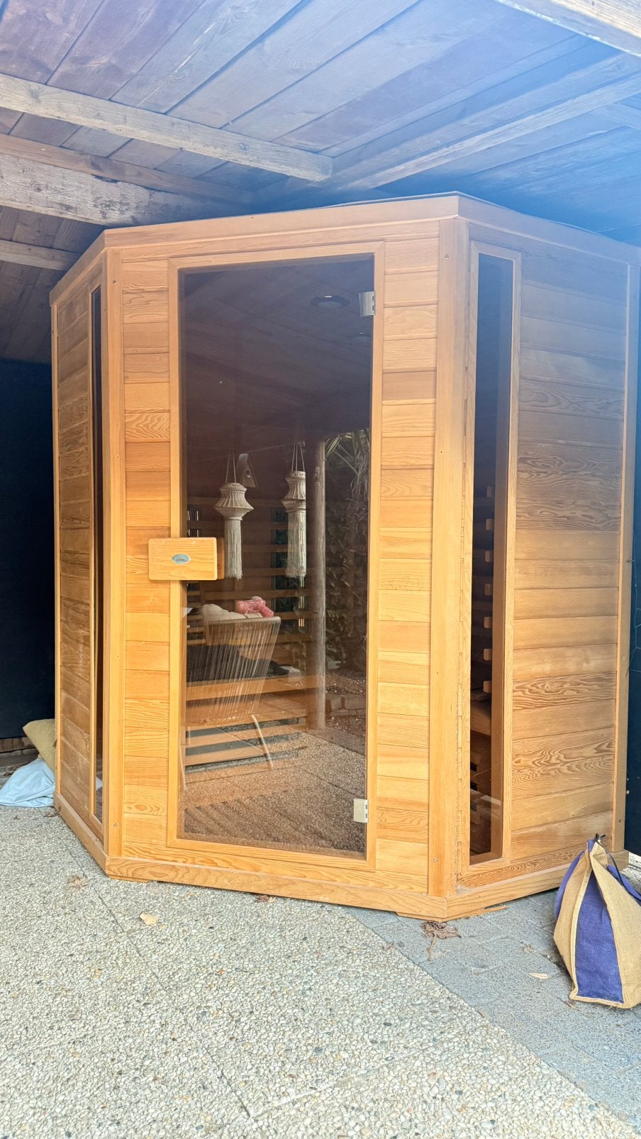 Luxe infrarood hoek sauna, Ophalen, Zo goed als nieuw, Infrarood, Complete sauna