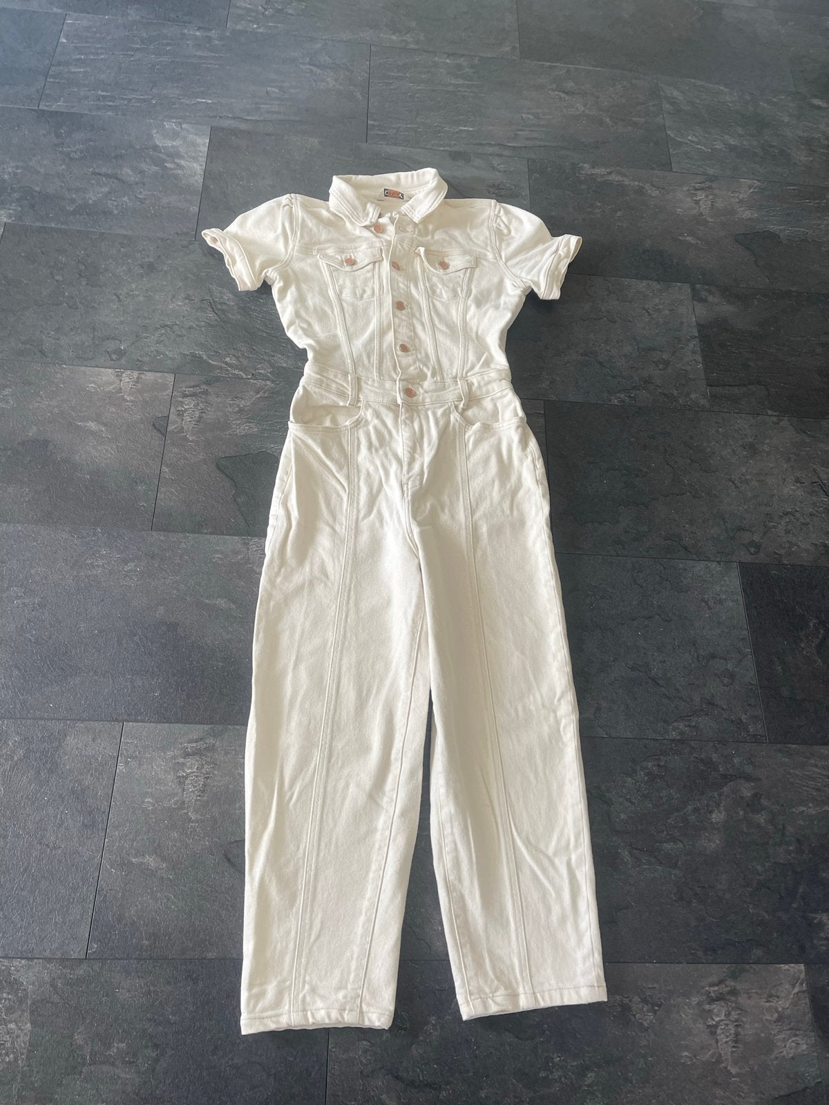 ONLY Broekpak/jumpsuit stretch jeans maat M, Ophalen of Verzenden, Zo goed als nieuw, Maat 38/40 (M), Wit