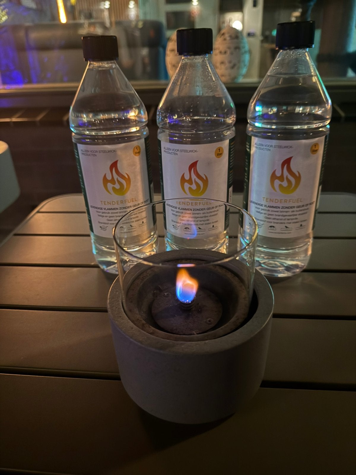 Leuke Tenderflame op Tenderfuel olie voor binnen of buiten, Huis en Inrichting, Gebruikt, Ophalen of Verzenden, Grijs, Steen/keramiek