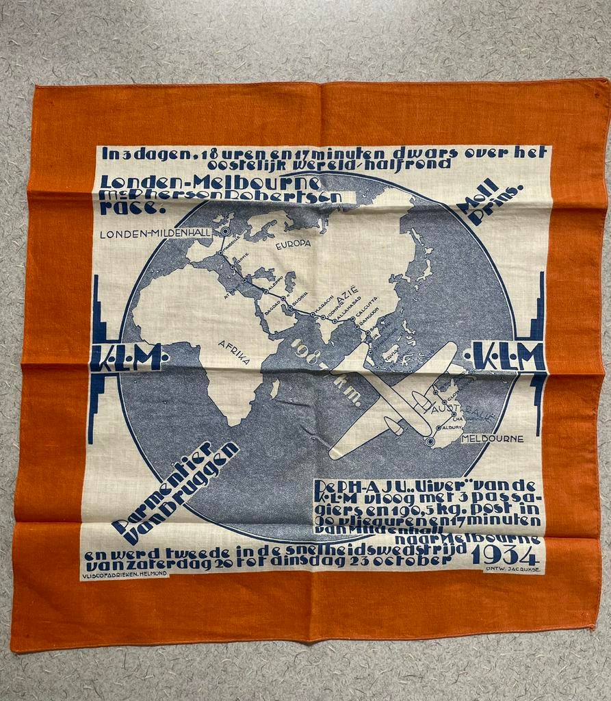 ~.~ Herdenkingsdoek De Uiver 1934 ~.~, Verzamelen, Ophalen of Verzenden, Gebruikt, Overige typen