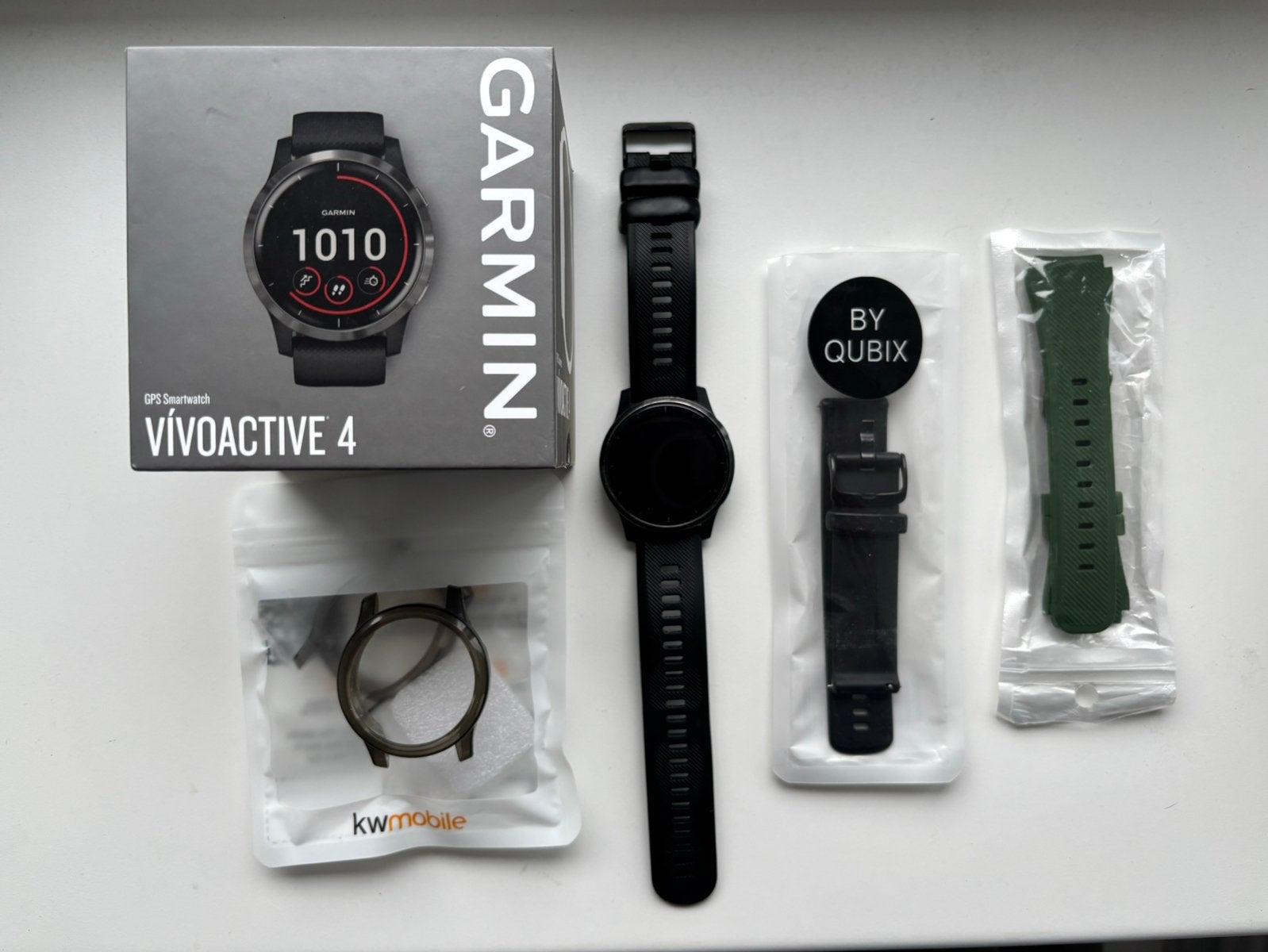 Garmin Vivoactive 4 – Doos + Extra accessoires, Zwart, Ophalen of Verzenden, Zo goed als nieuw, Waterdicht