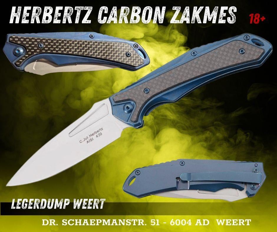 Herbertz Carbon Zakmes - AISI 420 Staal - Liner Lock, Ophalen of Verzenden, Nieuw