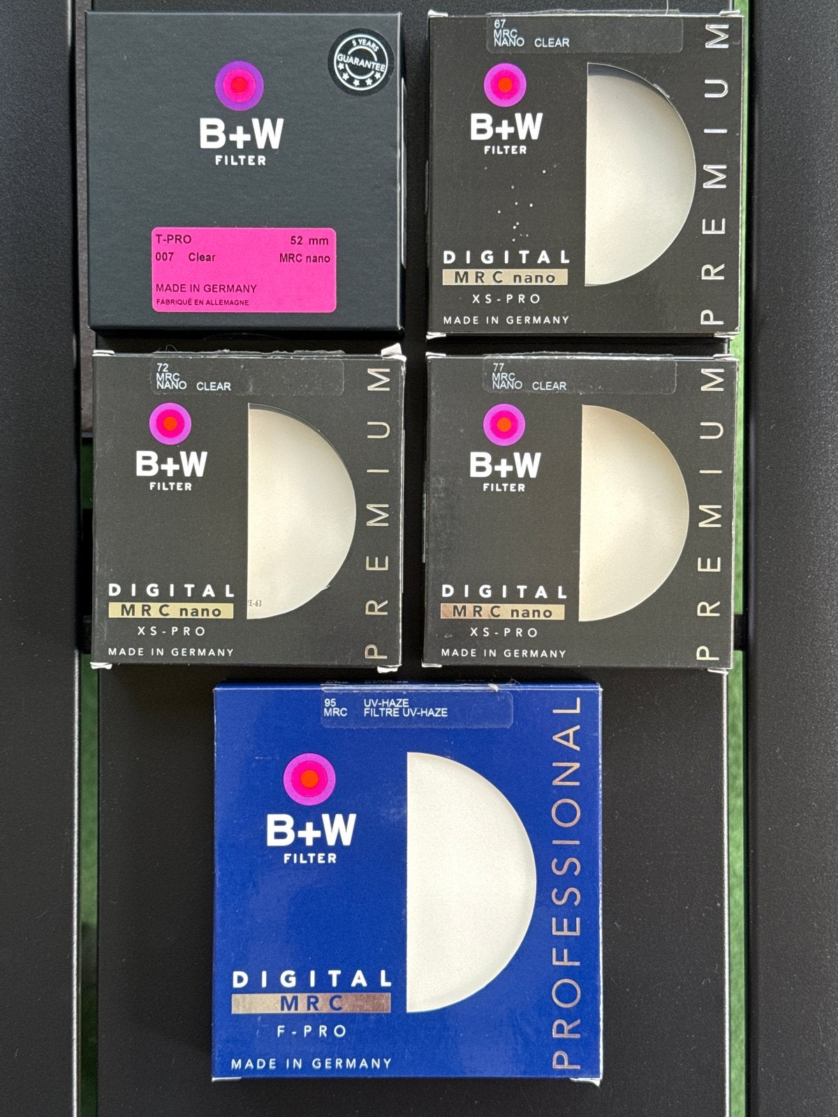 B+W Lensfilters: Clear, UV-Haze in diverse maten, B&W, Ophalen of Verzenden, Zo goed als nieuw, 70 tot 80 mm