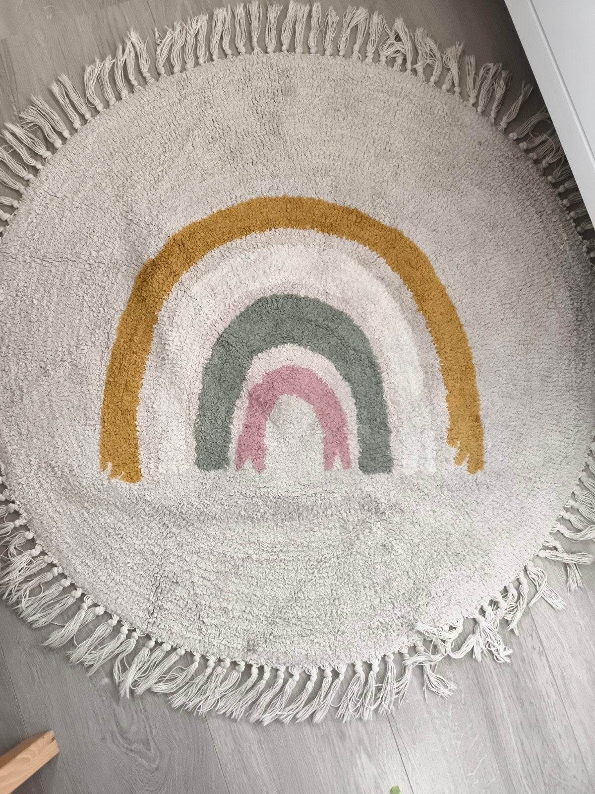 Rond Prenatal vloerkleed katoen 90 cm regenboog oudroze, Huis en Inrichting, Stoffering | Tapijten en Kleden, 50 tot 100 cm, Rond