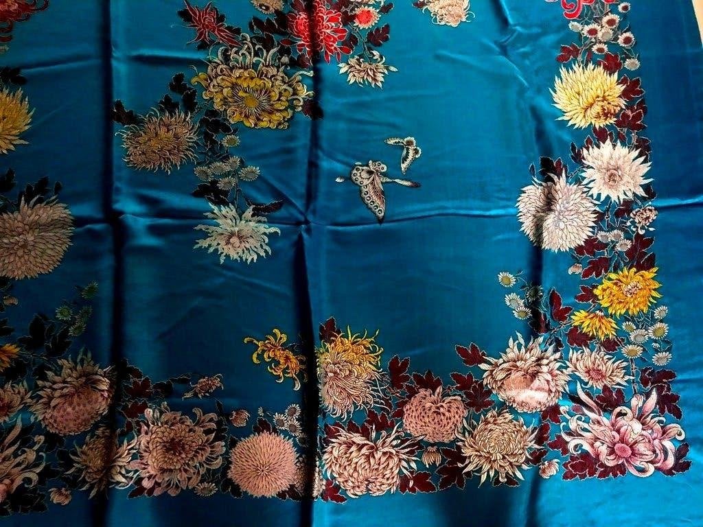 Luxe grote Chinese sprei van sil zijde 150x185 cm, antiek, Antiek en Kunst, Ophalen