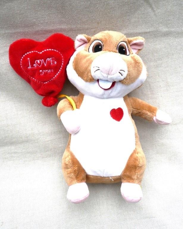 Hamster met pluche love you ballon. 28 cm, Albert Heijn ., Ophalen of Verzenden, Gebruikt, Overige typen, Albert Heijn